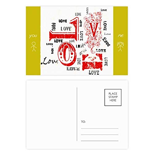 Cartes postales Saint Valentin et amour noir et rouge lot de 20 pièces pour remerciements