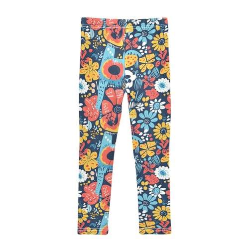 Colorful Flower Floral Colors Girls Casual Leggings for Kids Printed Long Pant Bottoms Stretch and Soft2
