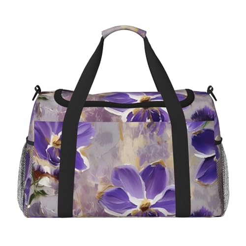 marble purple Print Foldable Carry On Tote Large Capacity Hand Carry Bag for Airplane Weekend Getaways