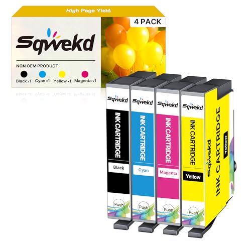 Sqwekd Cartucho de Tinta Compatible con XP 2200 Compatible con Expression Home XP 3200 XP 4200 XP 2205 XP 4205 Workforce WF 2930 WF 2935 (1 Negro, 1 Cian, 1 Magenta, 1 Amarillo)