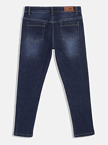 Image of Urbano Juniors Boy's Blue Slim Fit Washed Denim Jeans Stretch