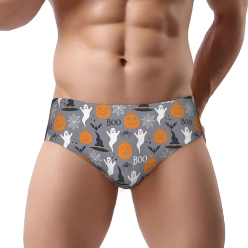 Vosery Mens Underwear - halloween pumpkin Soft Comfort Breathable Classic Fit Men's Bikini Underwear Briefs