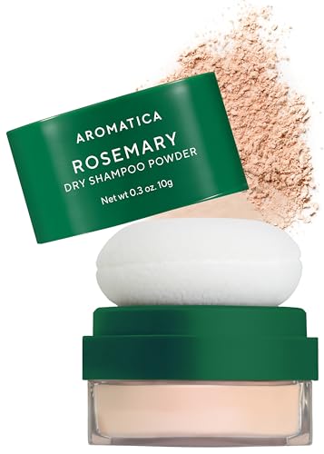 AROMATICA Rosmarin-Trockenshampoo-Pulver 10 g/0,3 oz – Trockenshampoo in Reisegröße mit Panthenol und Biotin für das Haar | Nicht aerosol- und talkfrei