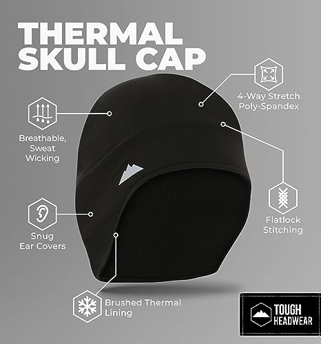 Tough Headwear Thermal Helmet Liner Skull Caps for Men -Winter,Helmet Cap & Cycling Caps for Running,Skiing,Winter Sports