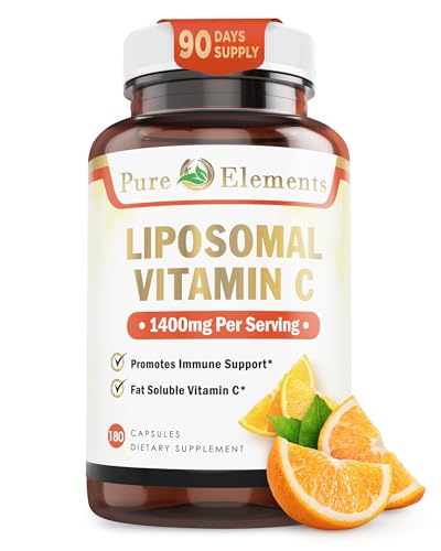 Pure Organic Elements - Liposomal Vitamin C Dietary Supplement, Capsules Non GMO, Soy Free, Gluten
