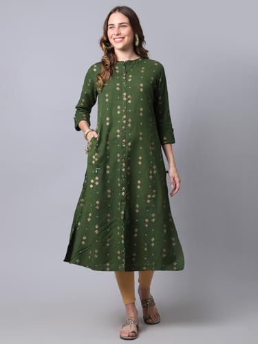 Image of Pistaa's Women's Cotton Relaxed Fit A Line Kurta