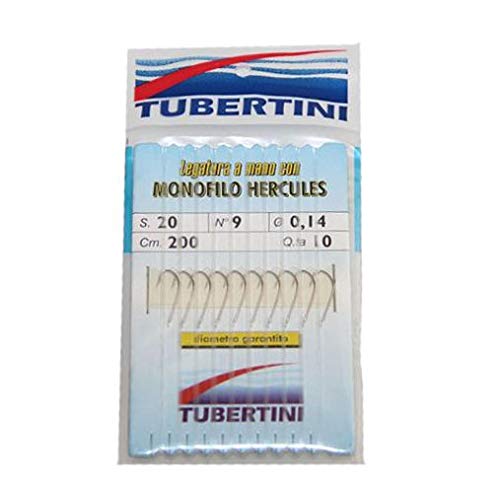  Tubertini Ami da Pesca Legati con Filo Fluorocarbon Serie 20 Storto Amo Trota Lago Mare Surfcasting