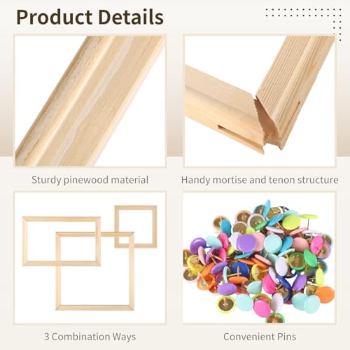 Image of Needlepoint Stretcher Bars for Needlework - 8 Sizes with 100 Pins, Canvas Stretcher Bars, Needlework Art Supplies, Wood Canvas Needlepoint Frames, Easy Assembly, Ideal for Embroidery, Needlework