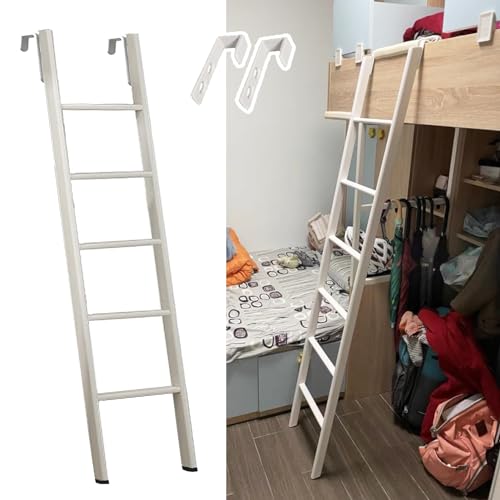 Escalera ajustable para cama alta con ganchos, taburete que ahorra espacio para literas de caravana, escalera corta independiente para camas individuales, 160 cm de altura