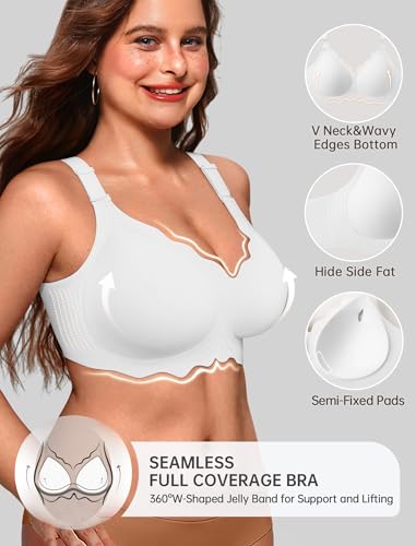 Image of OEAK Women Value Series Jelly Bras Wireless Pushup Convertible Bra | Everyday Essentials,Comfortable Bralettes,No Underwire,Full Coverage,Support Lift,Tshirt,Soft,Seamless,Scalloped