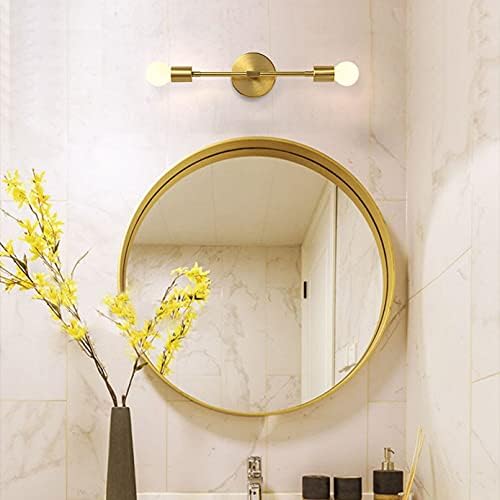 Image of Modo Lighting Mid Century Modern Wall Lamp Mounted Sconce 2-Light Minimalist Raw Brass Fixture for Bedroom Vanity Light (1 Pack)