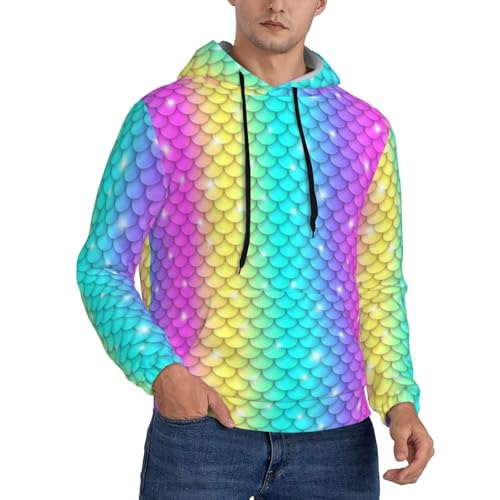 Hoodies For Men - Rainbow Scales2 Print Long Sleeve Casual Men'S Hoodies & Sweatshirts Pullover With Pocket