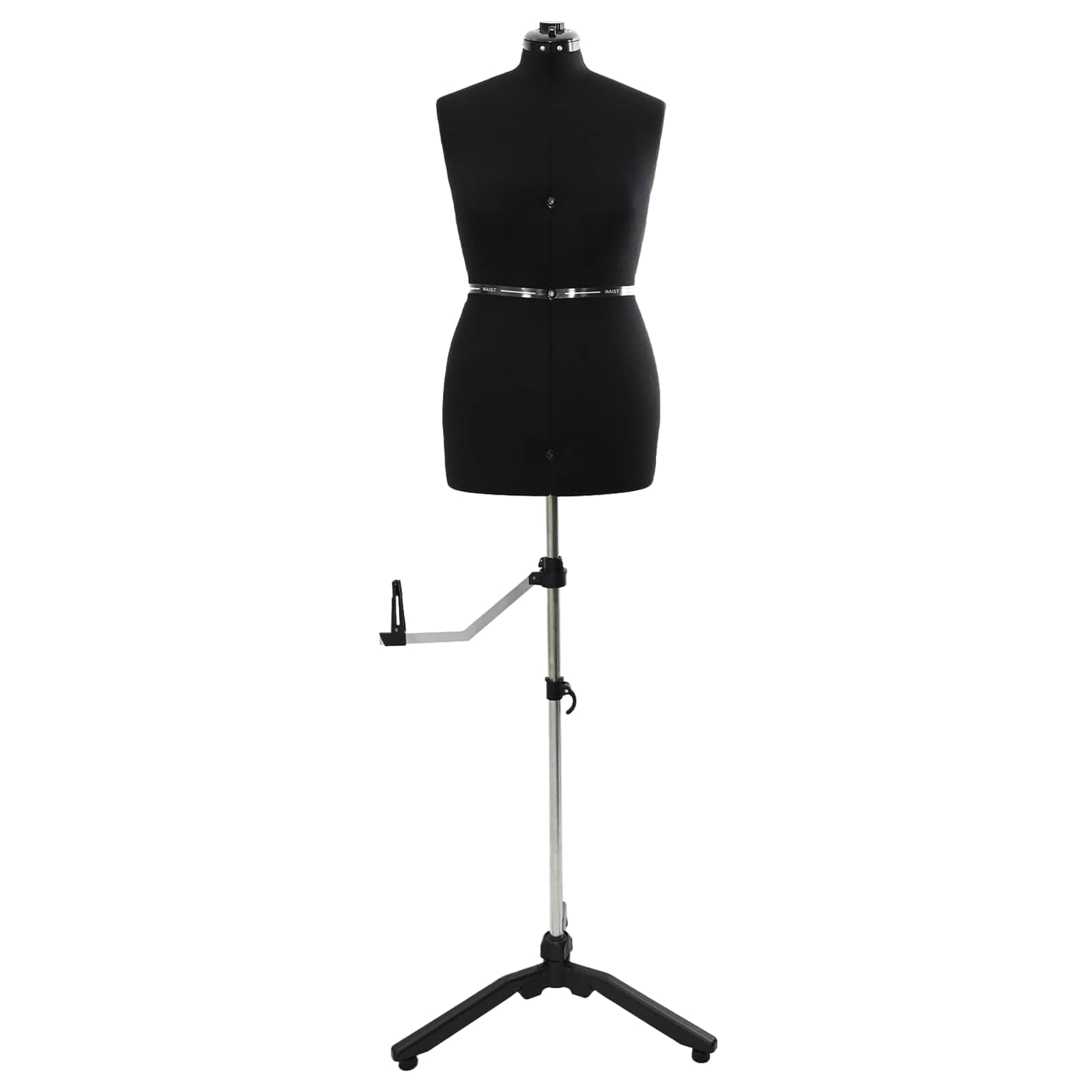 Maniquí de costura ajustable para mujer, terciopelo negro, altura ajustable con alfiletero y rotación de 360° para diseño y moda