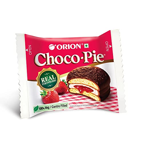 Image of ORION Strawberry Choco Pie (6 pies)| centre-filled chocolate biscuit 168gm