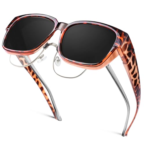 Polarized Sunglasses Fit Over Glasses for Men Women, Oversized Square Sun Glasses, 100% UV400 Protection, Ultra Lightweight
