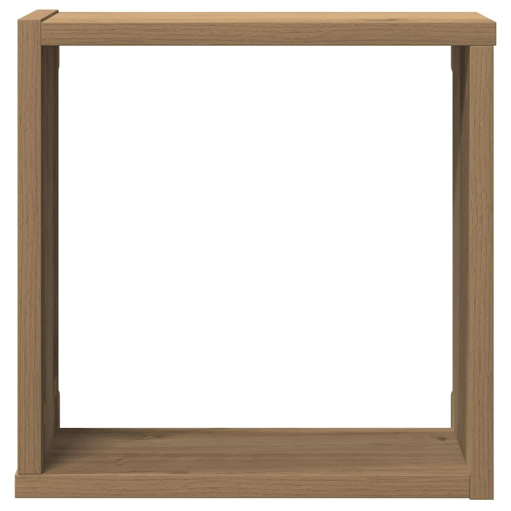 Set di 6 scaffalature a cubo in legno di quercia artisan, 30 x 15 x 30 cm, pratica mensola da parete con design moderno per libri decorazioni e piante