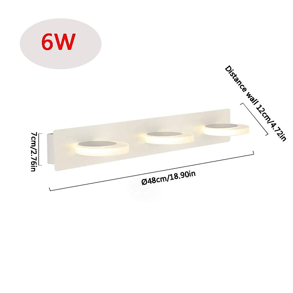 3 Głowice Led Luprzednie Światło Łazienka Lampa Ścienna Makijaż Światła Do Garderoby, Ciepłe Białe