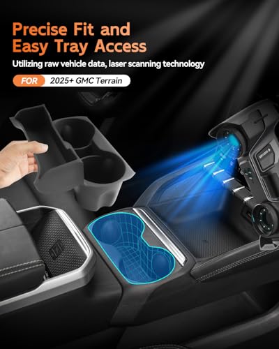 Image of CDEFG for 2025 2026 GMC Terrain Center Console Organizer Cup Holder Insert - Terrain Elevation Silicone Console Storage Accessories