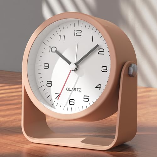 AYRELY® Réveil Analogique 3,5 Pouces – Petit Réveil Rétro Silencieux sans Tic-Tac, Angle Réglable, Réveil Matin à Piles avec Lumière pour Table de...