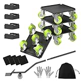 LOYAL TIGER Furniture Dolly,Furniture Mover Pro Set,Furniture Lifter with 5 360° Rotatable Rubber Universal Wheels，Carbon Steel Panel Furniture Movers，Maximum Load 2204LBS,Green. (Green, 5.4)