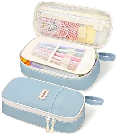 SUNEE Federmäppchen mit großer Kapazität, Ästhetische Mäppchen mit Fächern und Griff, Tragbare Federtasche und Federmappe für Schule, Büro, Mädchen, Jungen, Teenager & Erwachsene,