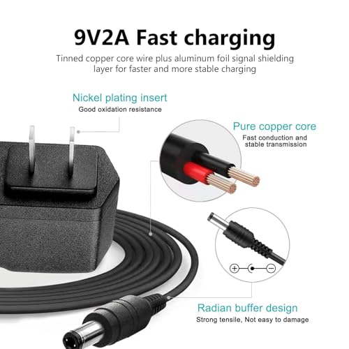 Image of 9V 2A AC Power Adapter for Brother P-Touch Label Printers - Compatible with PT-D210, PTD220, PT-D200VP, PTH110 - Power Cord Included - Replacement for Brother AD-24, AD-24ES, AD-20, AD-30