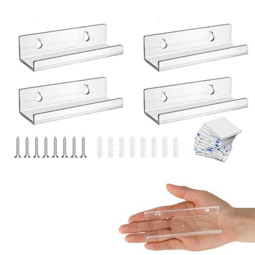 Fonyiunce 4 Piezas Soporte Vinilos Pared, Estante de Vinilo, Estanteria CD, Soporte De Pared para Discos De Vinilo, Estante de Acrílico para Discos, para Colecciones CDS