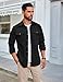 COOFANDY Mens Casual Button Down Shirt Fashion Shacket Jackets for Men Workwear with Pockets Black