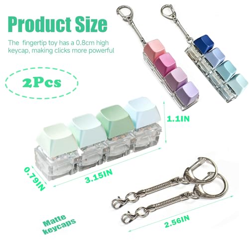 Image of Keyboard Fidget Toy, Four Key Mechanical Style Keychain with Snake Chain, Stress Relief Gadget for Office Workers and Students, Portable Anxiety Relief Tool for Commuting and Gaming