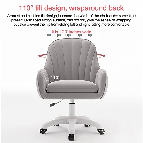 XUEGW Home Office Chair Computer Chair with Mid-Back Upholstered Modern Tufted Computer Task Chair Swivel Height Adjustable Velvet Accent Chair