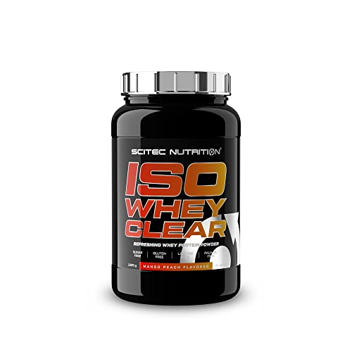 Scitec Nutrition Iso Whey Clear, Aromatisiertes erfrischendes Eiweiß Getränkepulver mit Molkenproteinisolat und mit Süßungsmitteln, 1025 g, Mango-Pfirsich Cover
