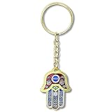 My Daily Styles Mazal Good Luck Hamsa Hand Small Key Chain with Traveler's Prayer in English