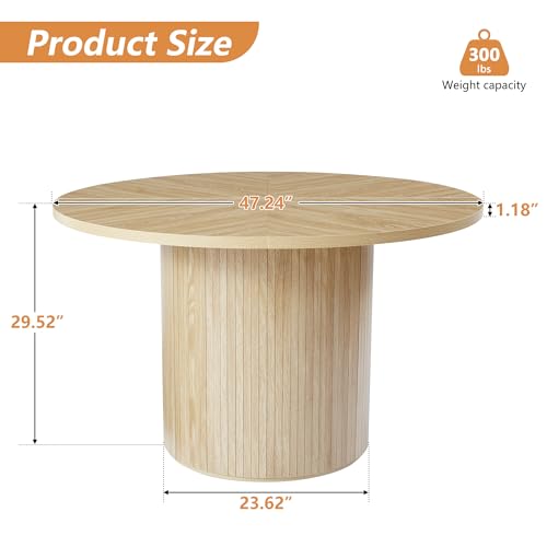 image for weselon Round Dining Table for 4, Modern Farmhouse Kitchen Table, 47 I