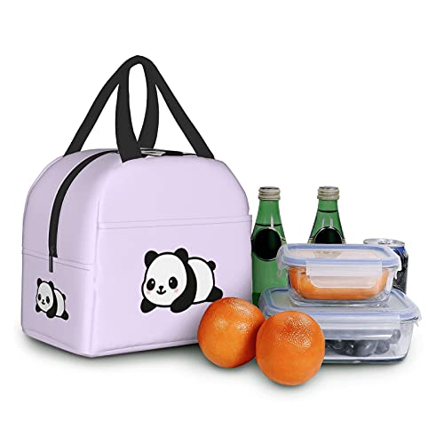 Carati Panda Purple Lunch Bags,Insulated Lunch Box For Woman,Reusable Tote Cooler Bag For Shopping Picnic Travel #TOP7