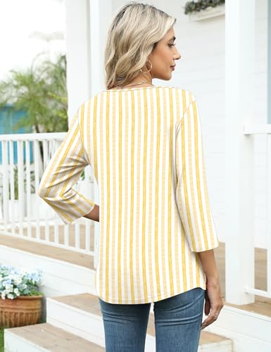 Image of LOMON Womens 3 /4 Length Sleeve T Shirts Asymmetrical Neck Tops Business Blouses for Women Fashion 2026