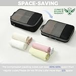 BAGAIL 4 Set/6 Set/8 Set Compression Packing Cubes Travel Accessories Expandable Packing Organizers (Half Mesh, 6-Black) - Image 4
