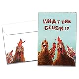 Tree-Free Greetings 'What the Cluck Funny Chicken Birthday Card - 1 Recycled 5x7 Card & Matching Envelope, Made in USA - Sustainable & Funny Farm Animal Theme