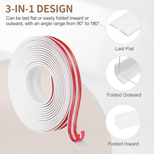 Protector esquina para pared blanco moldura flexible autoadhesiva de 6 metros 4