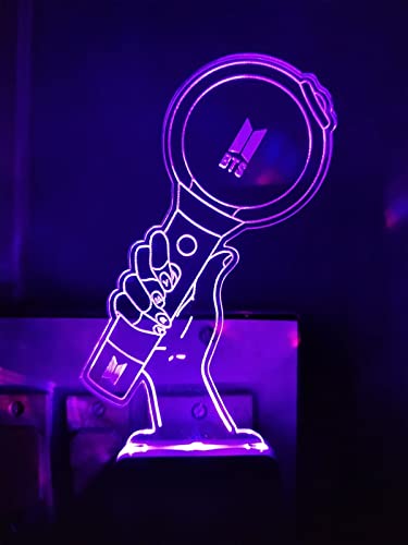 Image of 3D Optical Illusion BTSs3 Acrylic Night Lamp, 7 Colors RGB Auto Color Changing Led Plug and Play Night Light Lamp (Acrylic, Multi Color, Pack of 1) (BTSs3)