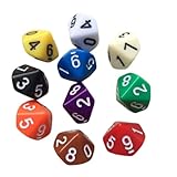 Generico 10 dados D10 de 10 caras, duraderos juegos de rol de acrílico, dados, juguete, regalo, surtido multicolor, fiestas familiares, juegos de mesa, bomboneras, tratamiento seductor