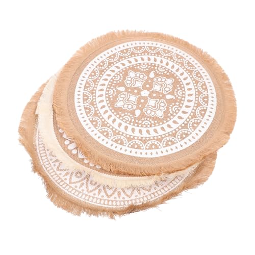 UTHCLO 3piezas Manteles Individuales Redondos Borlas De Mandala De Macramé para Mesa De Comedor Rústico Yute