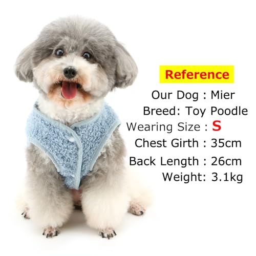 Zunea Hundepullover für Kleine Hunde Fleecepullover Mantel Winter Warm Welpenpullover mit D-Ring Weiche Flauschige Weste Jacken Kaltes Wetter Herbstkleidung Blau XS