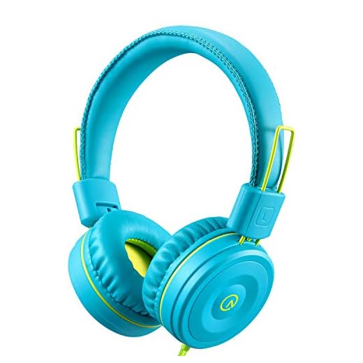 Kids Headphones-Noot Products K22 Foldable Stereo Tangle-Free 5ft Long cord 3.5mm Jack Plug in Wired On-Ear Headset for iPad/Amazon Kindle,Fire/Boys/Girls/Laptop/School/Travel/Plane/Tablet (Teal/Lime)