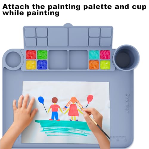 Image of Svartur Silicone Art Mat with Removable Palette and Cup, 17 inchX13 inch Thick, Gray