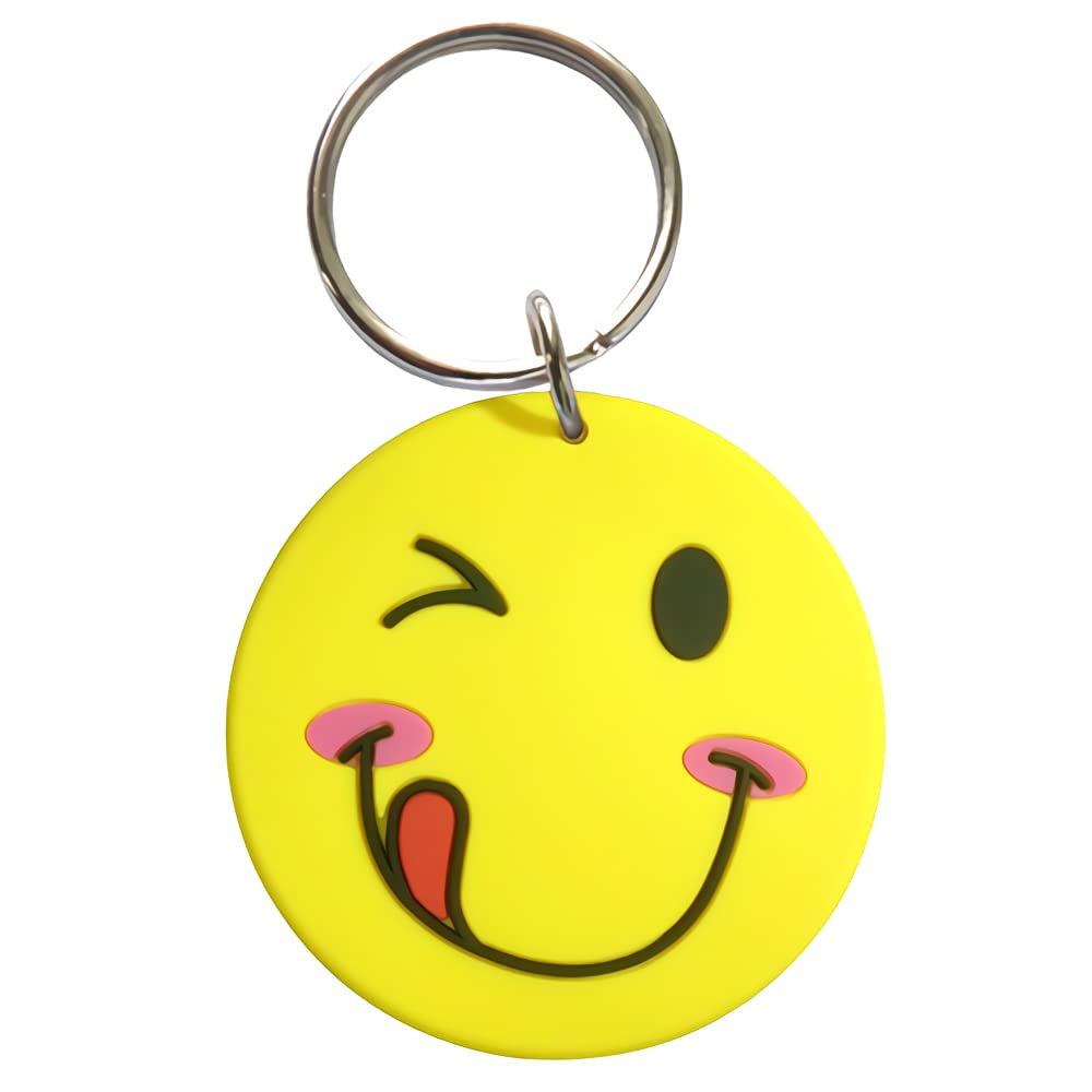 GCTTwo Sided Smile Emoji Smiling Face (KC-2) Rubber Keychain for Car Bike Men Women Girls Keyring