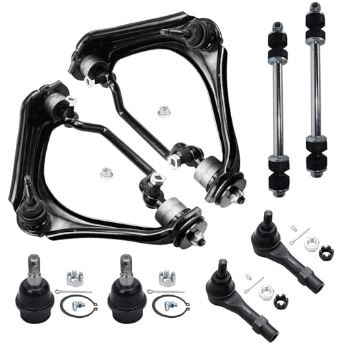 Image of Detroit Axle - Front 8pc Control Arms Kit for 2002-2003 Ford Explorer Mercury Mountaineer, 2 Upper Control Arms 2 Lower Ball Joints 2 Sway Bar End Links 2 Outer Tie Rods Suspension Kit Replacement