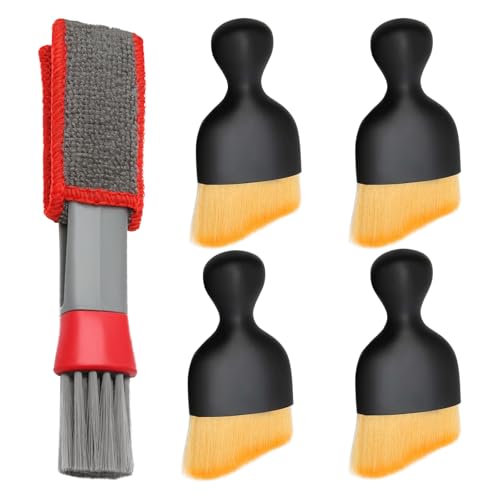 Juyibaao Brocha Limpieza Coche 5 Piezas, Cepillo Suave para Limpieza Interior de Coche, Cepillo de Limpieza de Polvo para Salpicadero Auto Detailing Brush Set para Dentro y Fuera del Coche