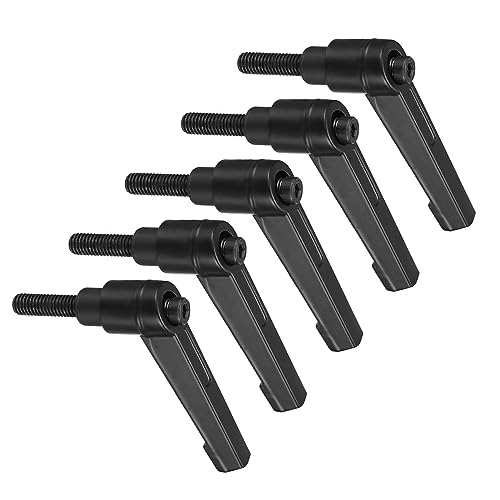 Image of Clamping Lever Handles, M6 x 20mm Male Thread, Adjustable Quick Release Locking Rotating Bolt Knobs Black - (Applications: for Lathe Machinery), 5-Pieces