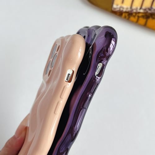 Coque iPhone 14 Pro Max ondulations d'eau protection antichoc plaqué chrome Eletro or rose - 5