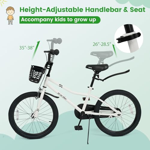 Image of BABY JOY Kids Bike, 12 14 16 18 Inch Boys Girls Bike for 3-8 Years w /Training Wheels, 20 Inch Children Bicycle for 8+ Teens w /Kickstand, Handbrake, Coaster Brake & Removable Basket, Sporty Bicycle